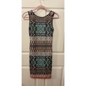 Clover Canyon Jeweled Tapestry Sleeveless Bodycon Neoprene Dress, S